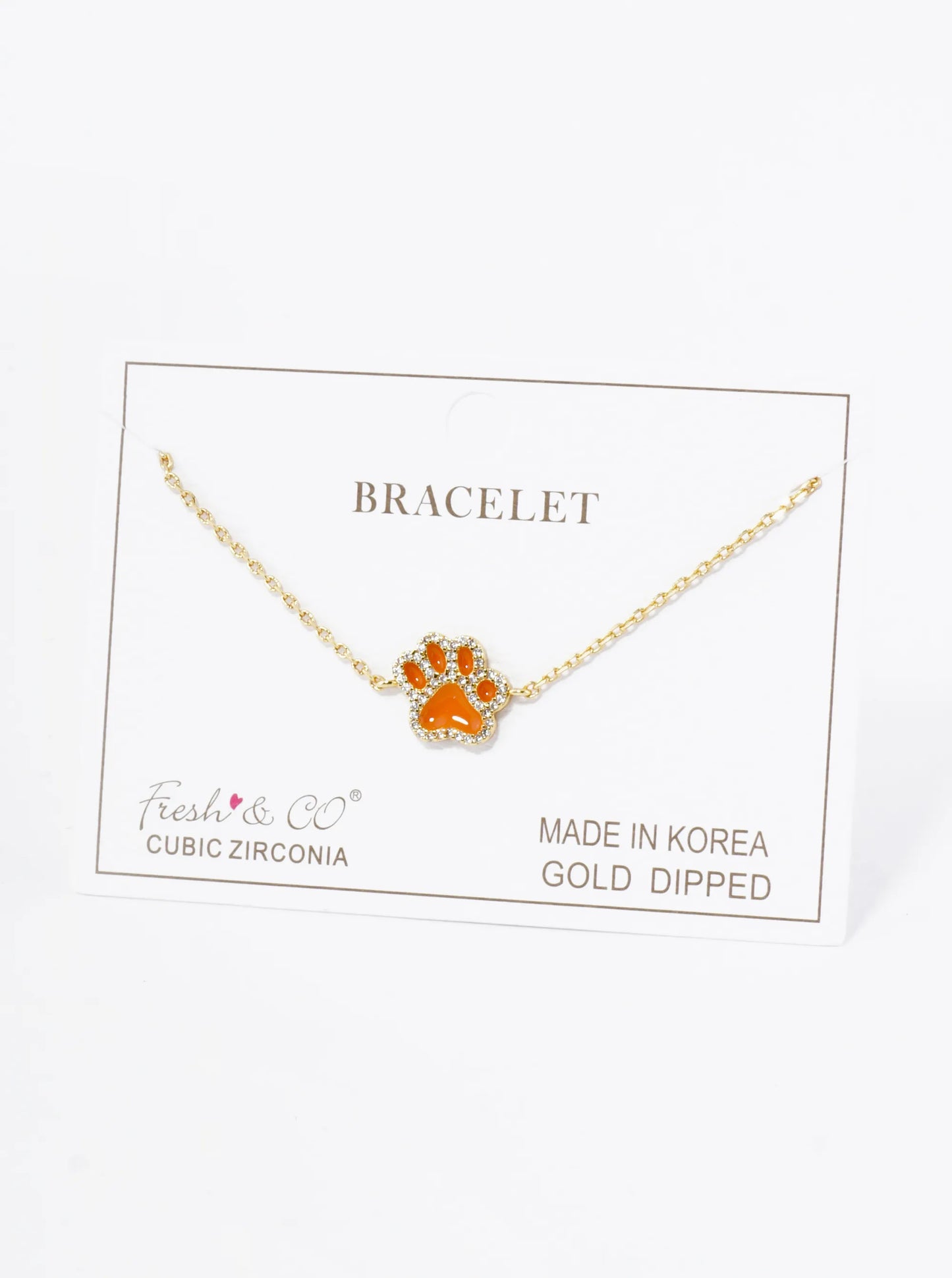 Game Day Mascot 18K Gold Dipped Micro Pave Set Cubic Zirconia 13mm Enamel Chain Bracelet
