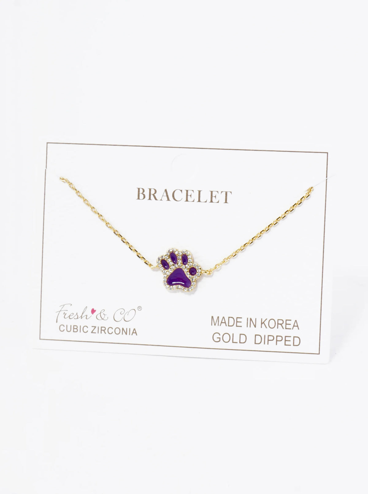 Game Day Mascot 18K Gold Dipped Micro Pave Set Cubic Zirconia 13mm Enamel Chain Bracelet