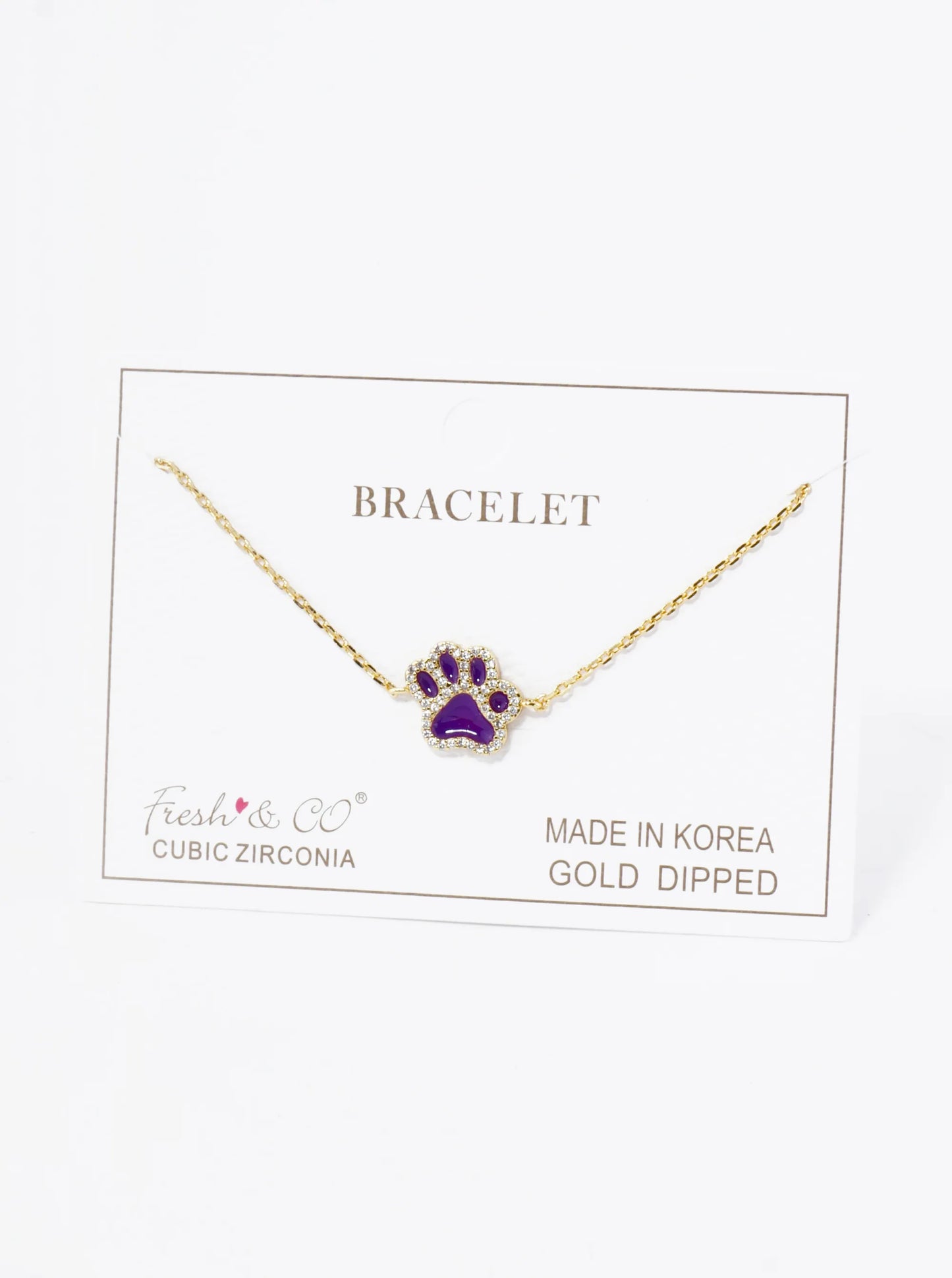 Game Day Mascot 18K Gold Dipped Micro Pave Set Cubic Zirconia 13mm Enamel Chain Bracelet