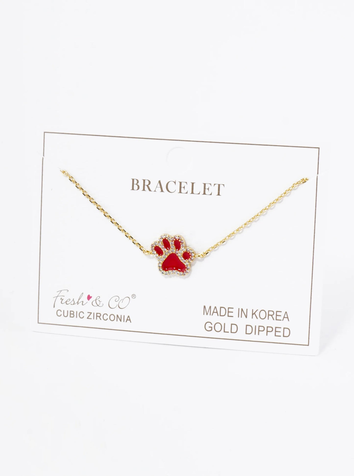 Game Day Mascot 18K Gold Dipped Micro Pave Set Cubic Zirconia 13mm Enamel Chain Bracelet