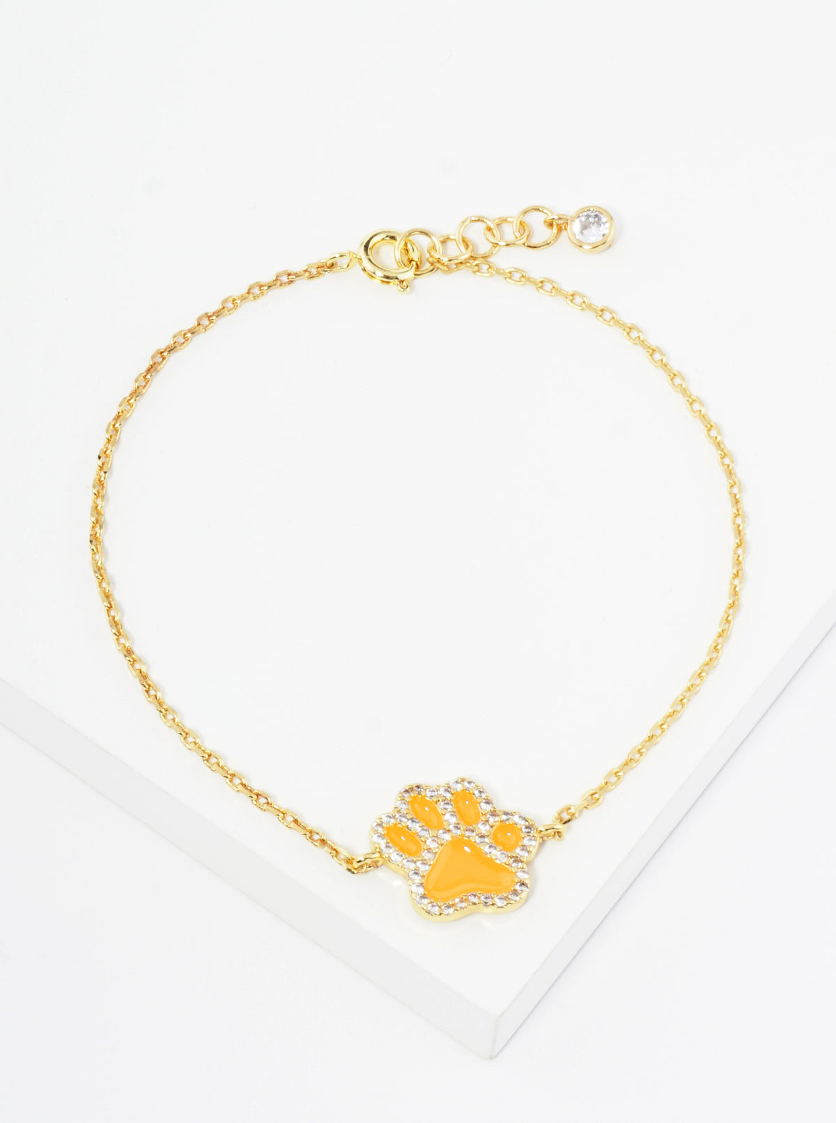 Game Day Mascot 18K Gold Dipped Micro Pave Set Cubic Zirconia 13mm Enamel Chain Bracelet