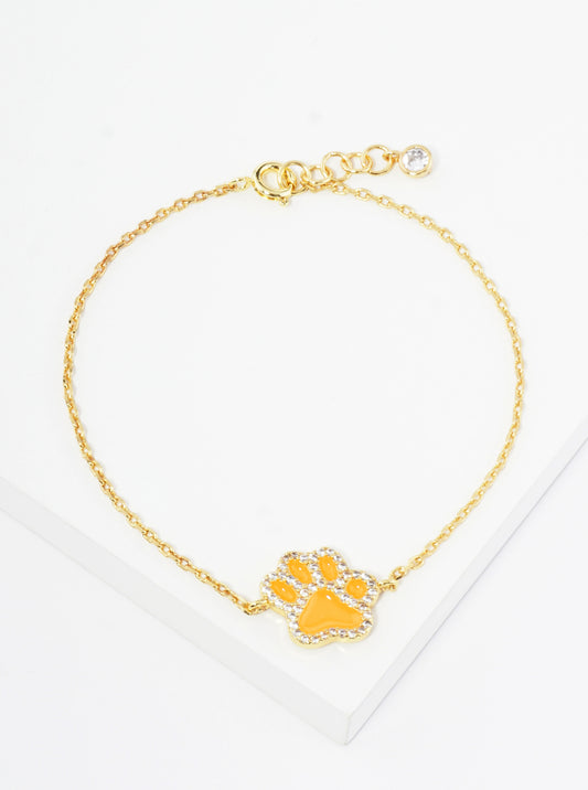Game Day Mascot 18K Gold Dipped Micro Pave Set Cubic Zirconia 13mm Enamel Chain Bracelet