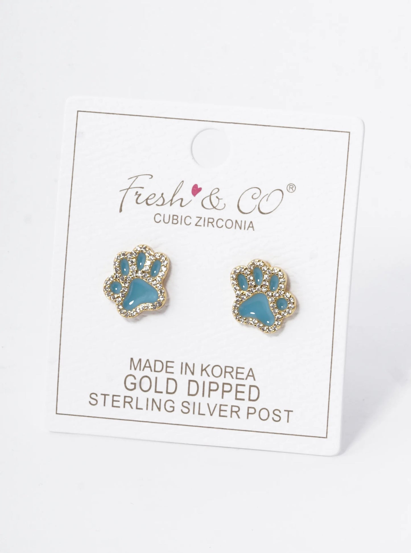 Game Day Mascot 18K Gold Dipped Micro Pave Set Cubic Zirconia 13mm Enamel Paw Stud Earrings