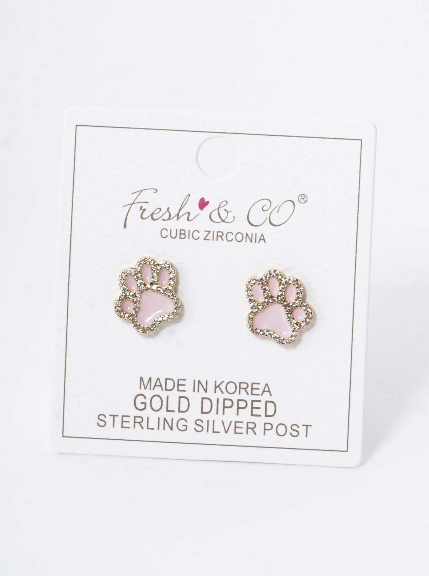 Game Day Mascot 18K Gold Dipped Micro Pave Set Cubic Zirconia 13mm Enamel Paw Stud Earrings