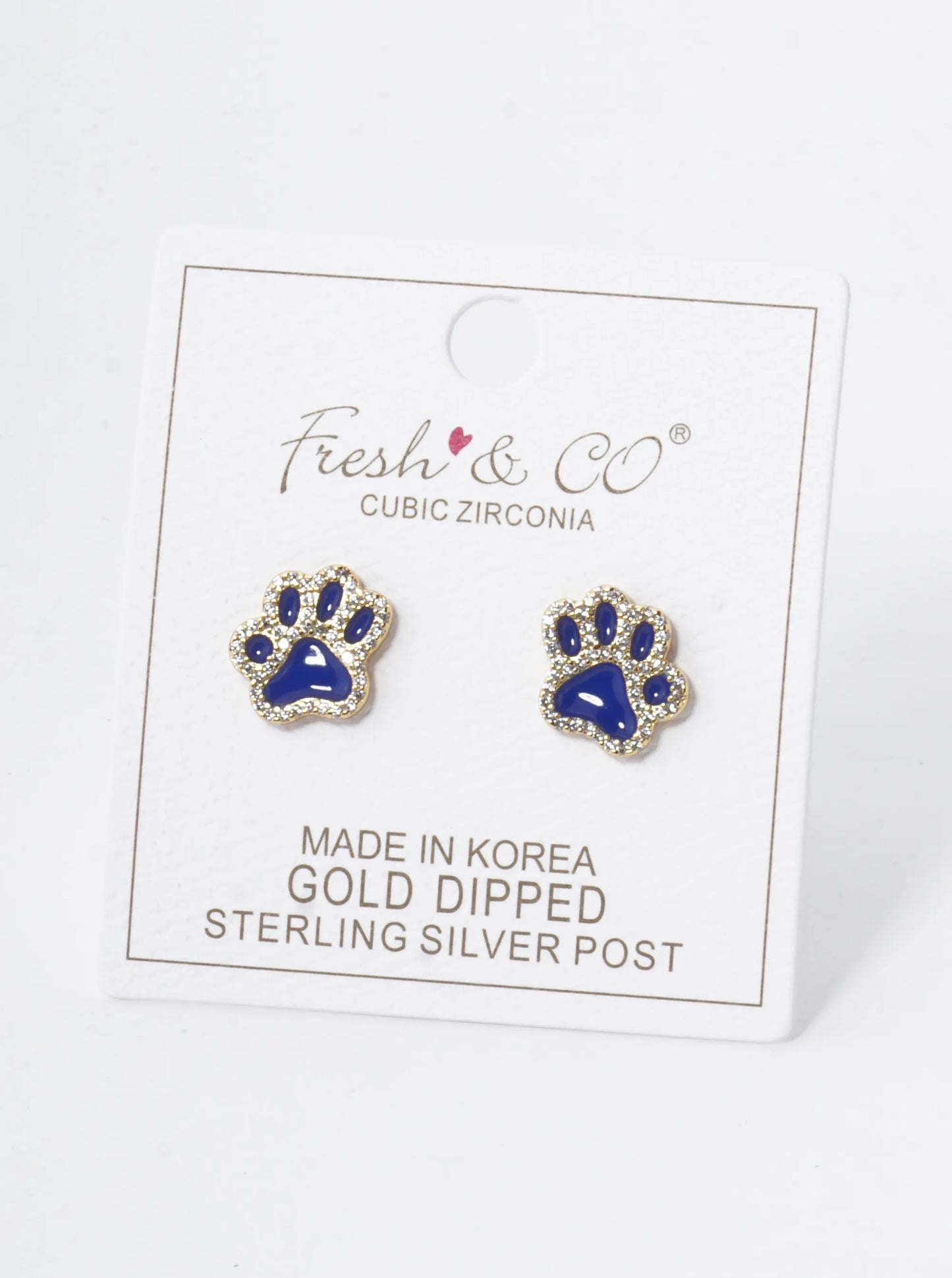Game Day Mascot 18K Gold Dipped Micro Pave Set Cubic Zirconia 13mm Enamel Paw Stud Earrings