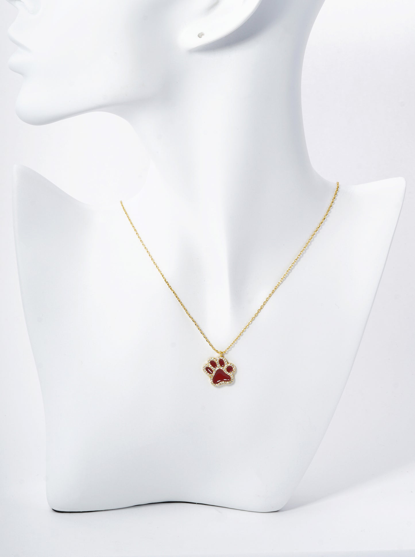 Game Day Mascot 18K Gold Dipped Micro Pave Set Cubic Zirconia Enamel Paw Pendant Necklace