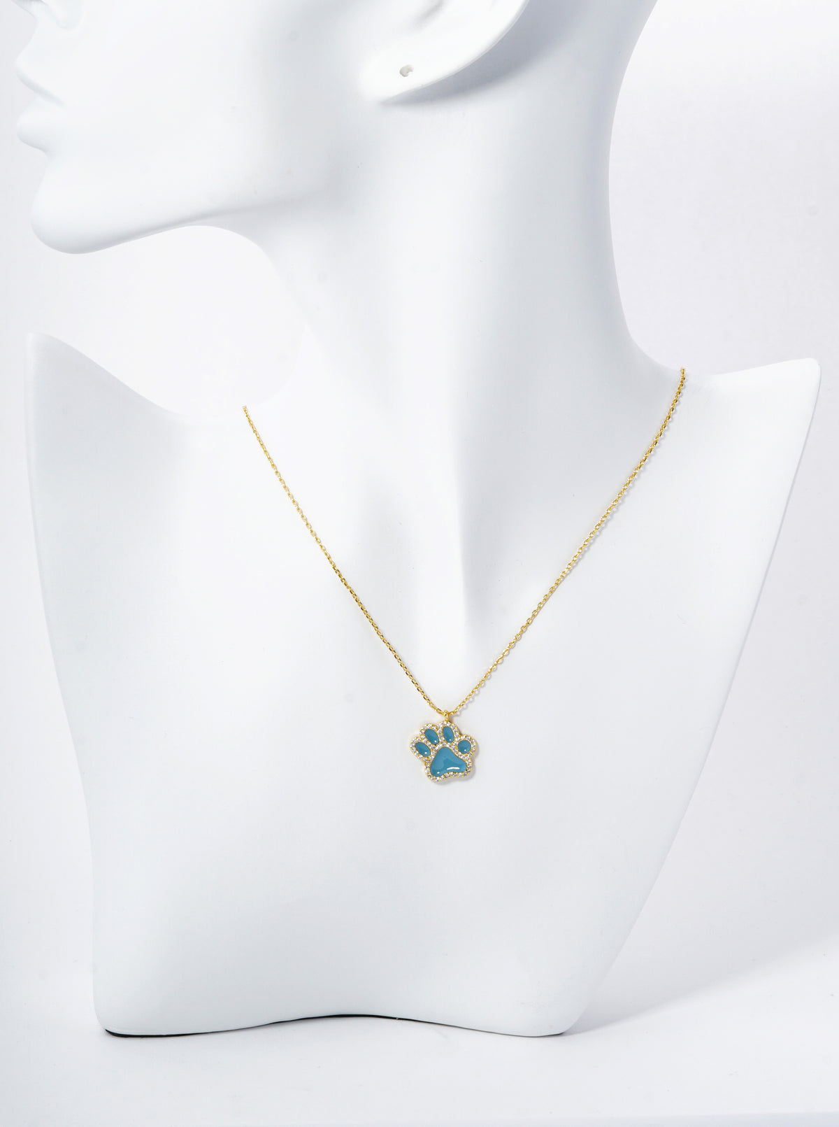 Game Day Mascot 18K Gold Dipped Micro Pave Set Cubic Zirconia Enamel Paw Pendant Necklace