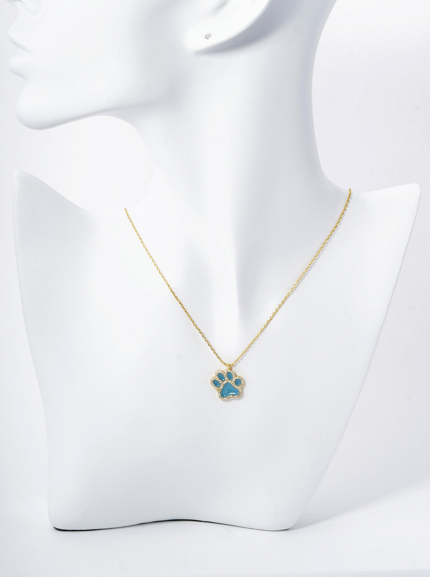 Game Day Mascot 18K Gold Dipped Micro Pave Set Cubic Zirconia Enamel Paw Pendant Necklace