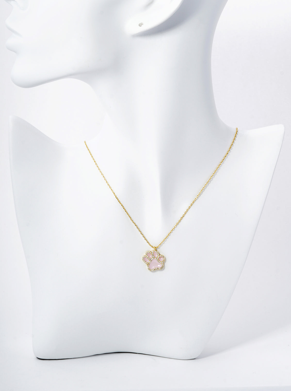 Game Day Mascot 18K Gold Dipped Micro Pave Set Cubic Zirconia Enamel Paw Pendant Necklace