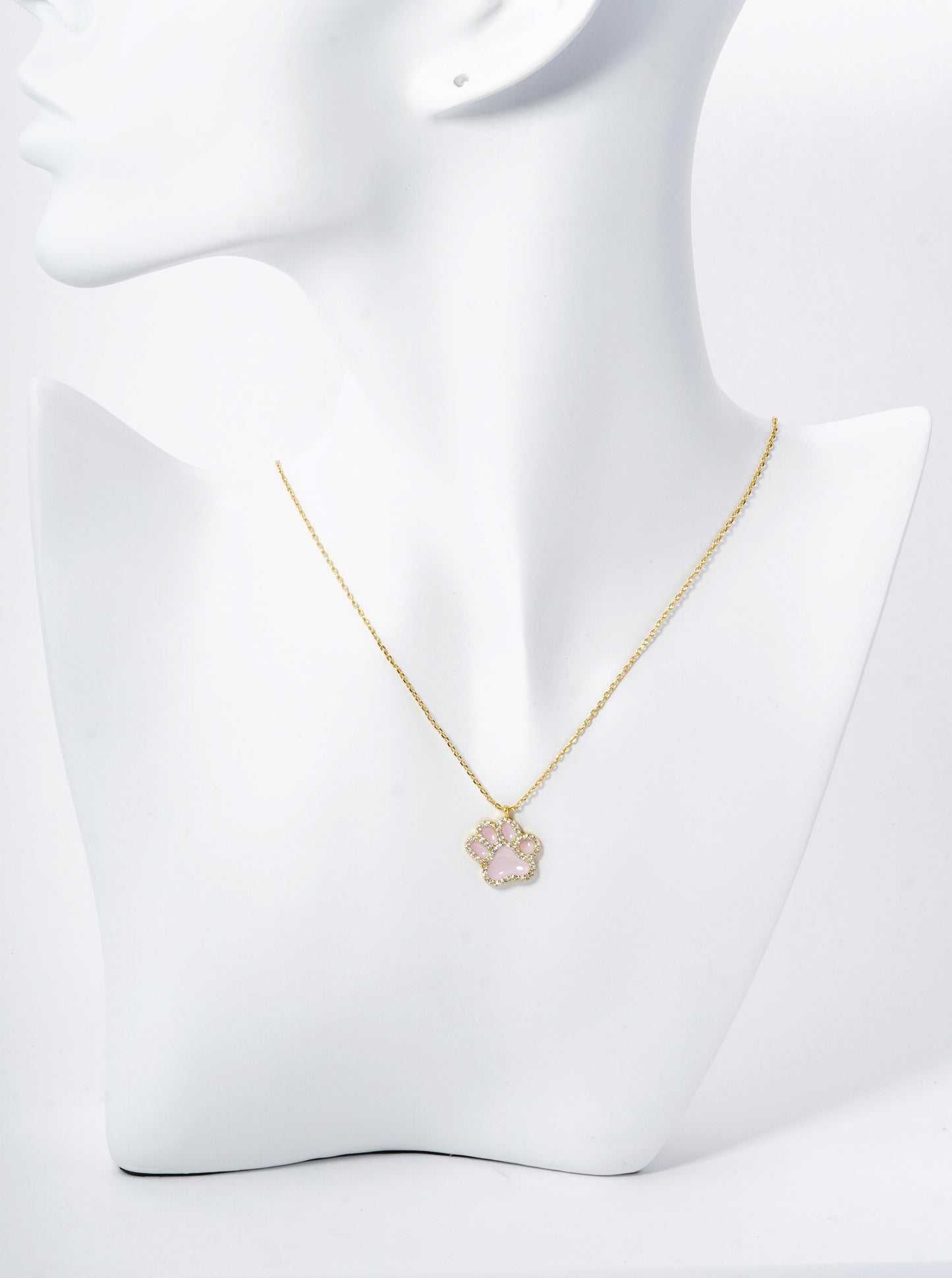 Game Day Mascot 18K Gold Dipped Micro Pave Set Cubic Zirconia Enamel Paw Pendant Necklace