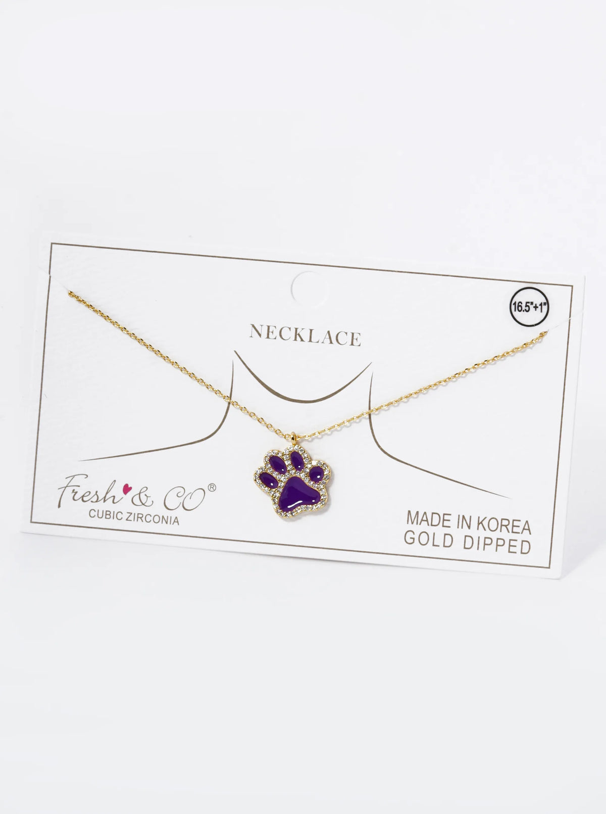 Game Day Mascot 18K Gold Dipped Micro Pave Set Cubic Zirconia Enamel Paw Pendant Necklace