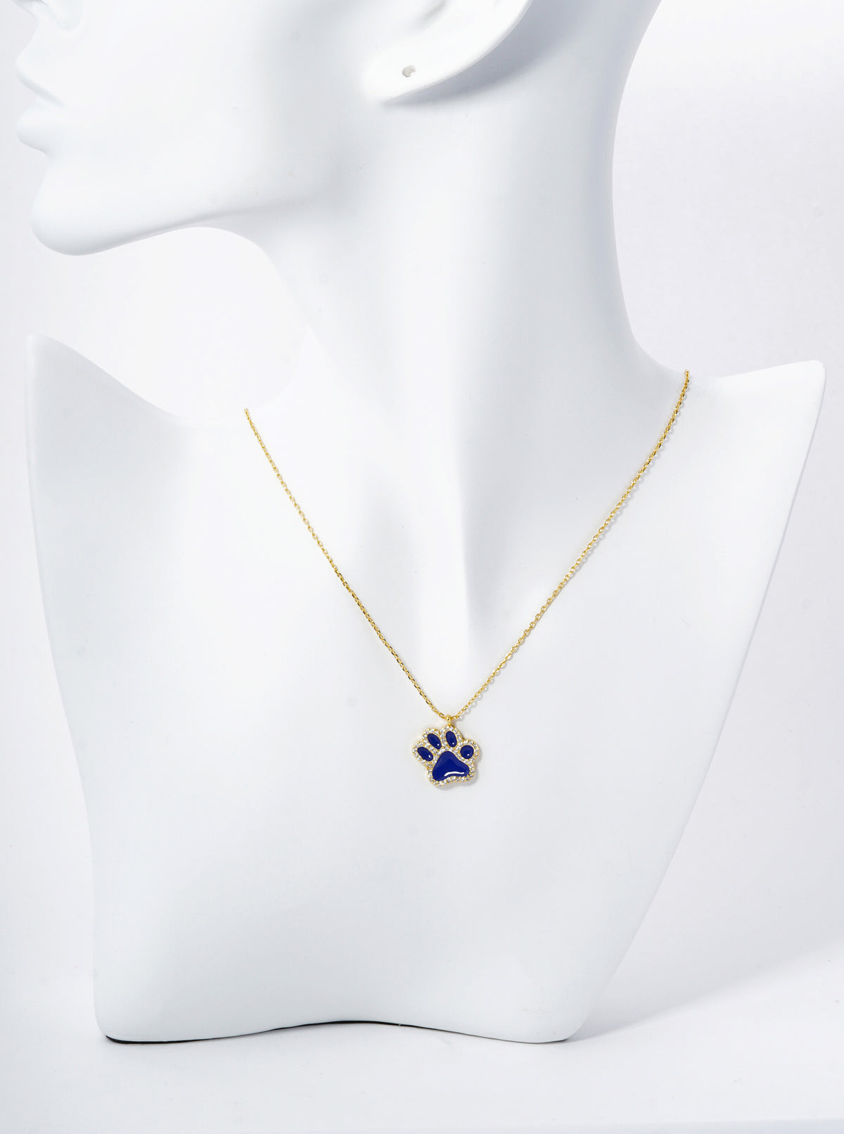 Game Day Mascot 18K Gold Dipped Micro Pave Set Cubic Zirconia Enamel Paw Pendant Necklace