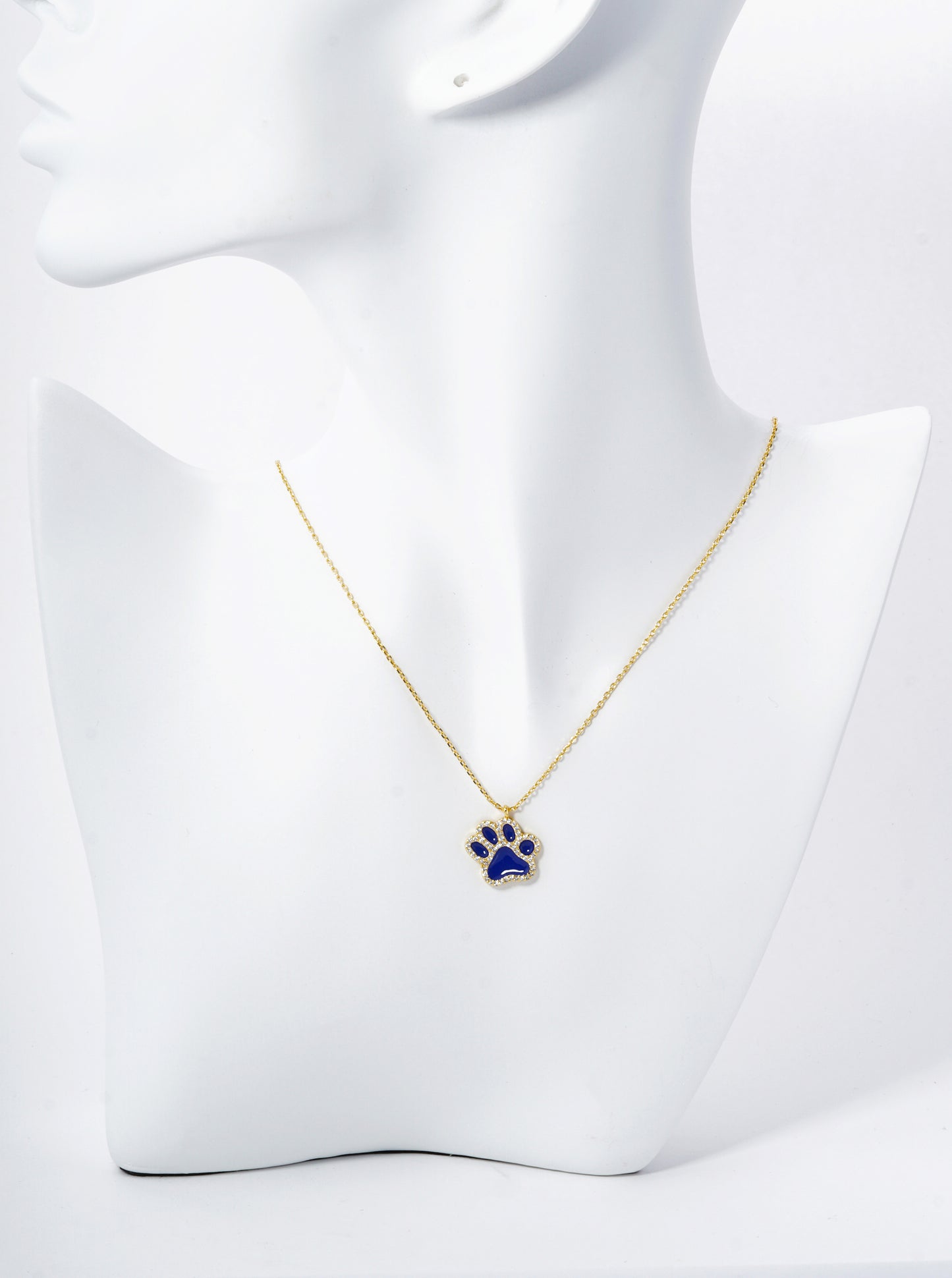 Game Day Mascot 18K Gold Dipped Micro Pave Set Cubic Zirconia Enamel Paw Pendant Necklace