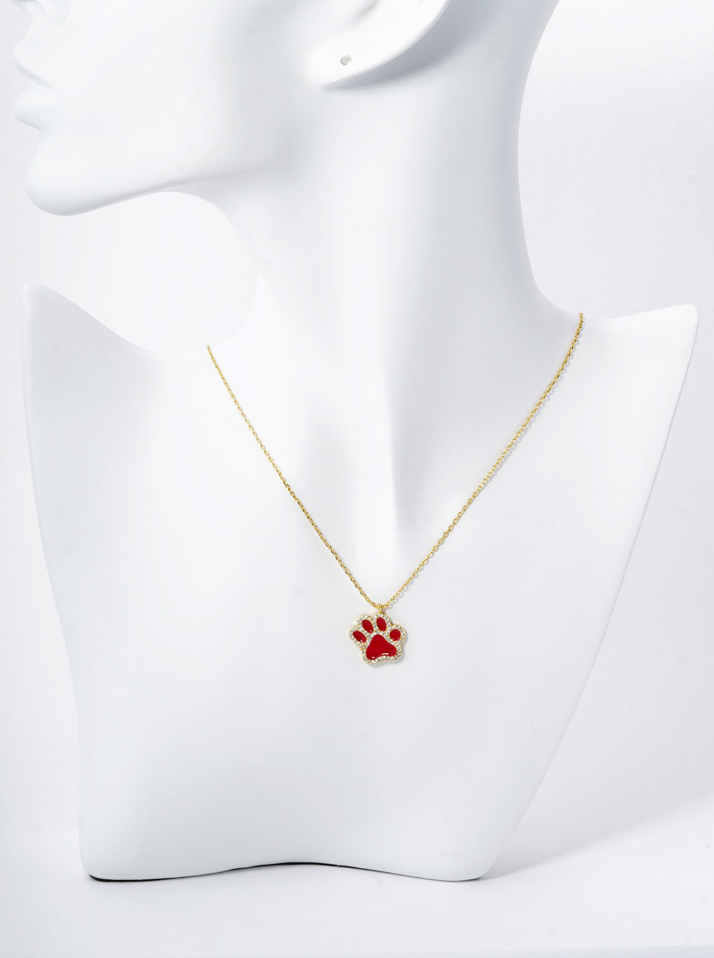 Game Day Mascot 18K Gold Dipped Micro Pave Set Cubic Zirconia Enamel Paw Pendant Necklace