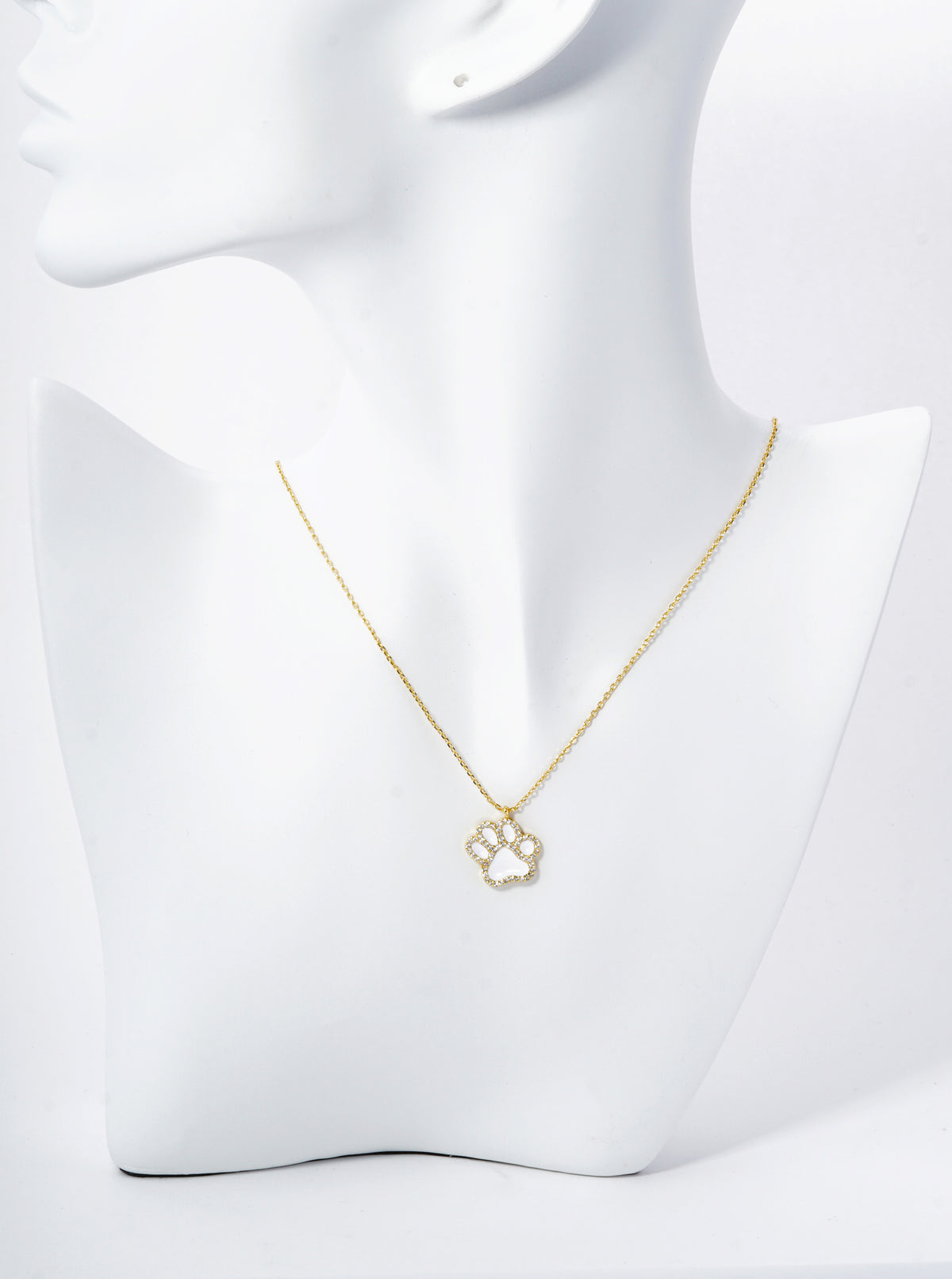 Game Day Mascot 18K Gold Dipped Micro Pave Set Cubic Zirconia Enamel Paw Pendant Necklace