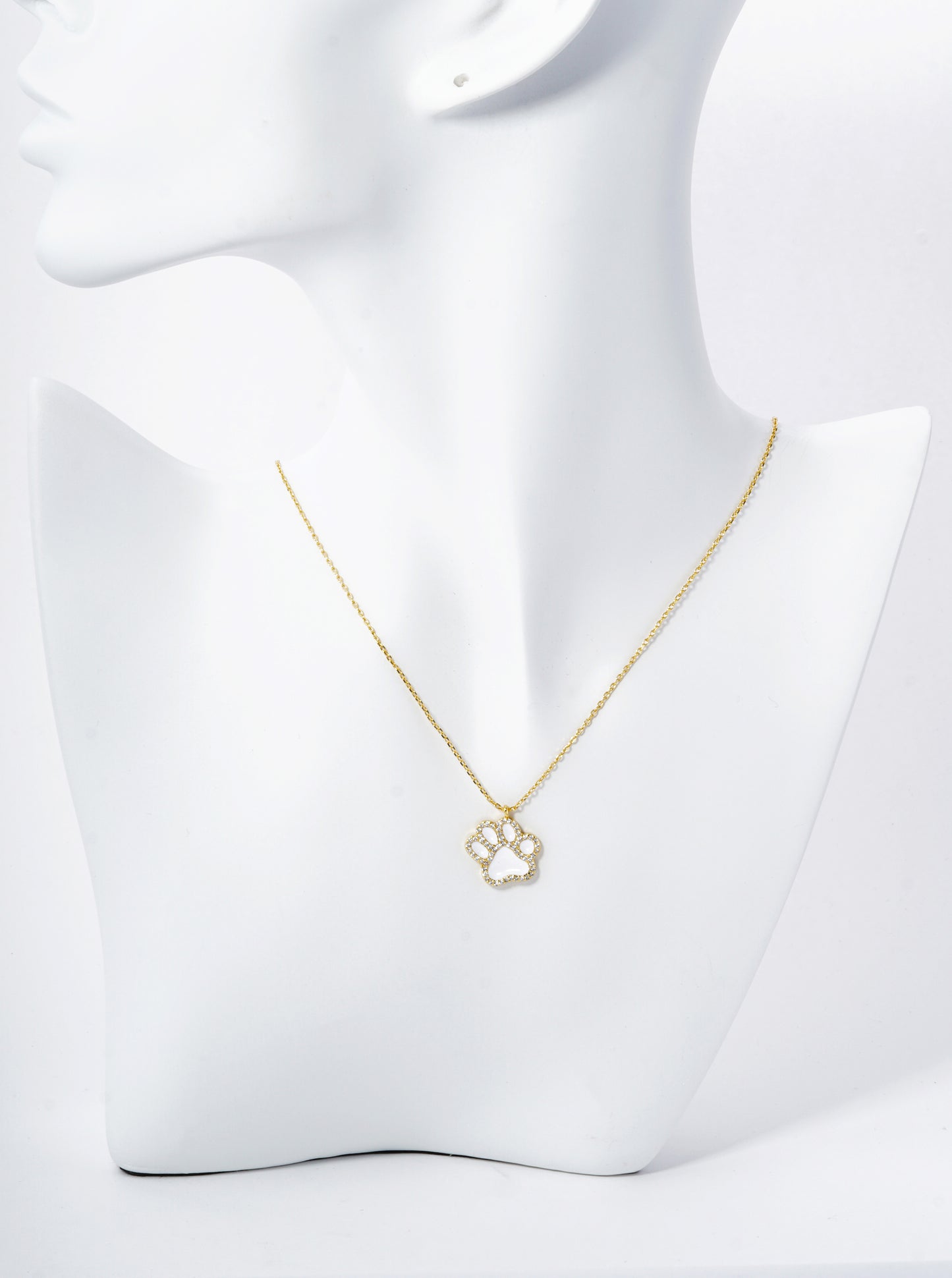 Game Day Mascot 18K Gold Dipped Micro Pave Set Cubic Zirconia Enamel Paw Pendant Necklace