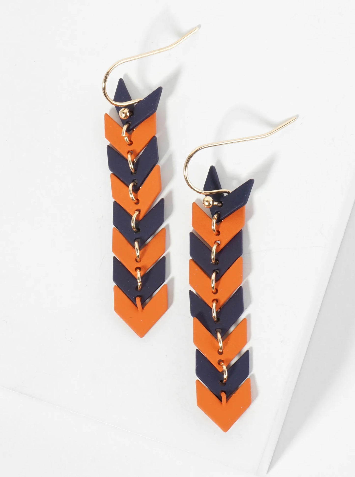 Game Day Matte-Coated Chevron Dangle Drop Earrings