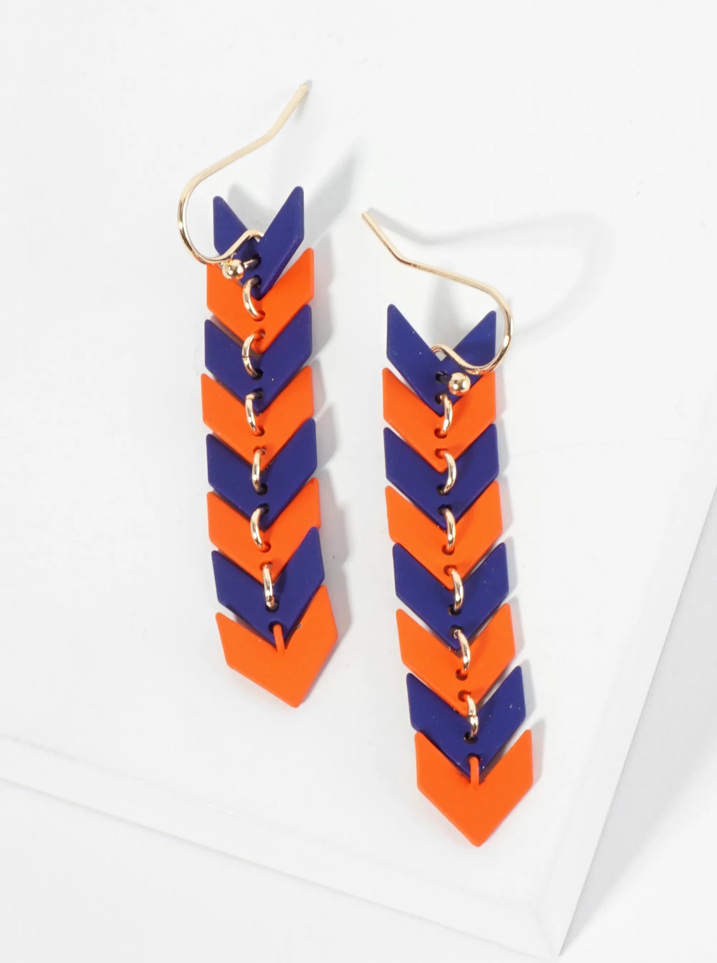 Game Day Matte-Coated Chevron Dangle Drop Earrings