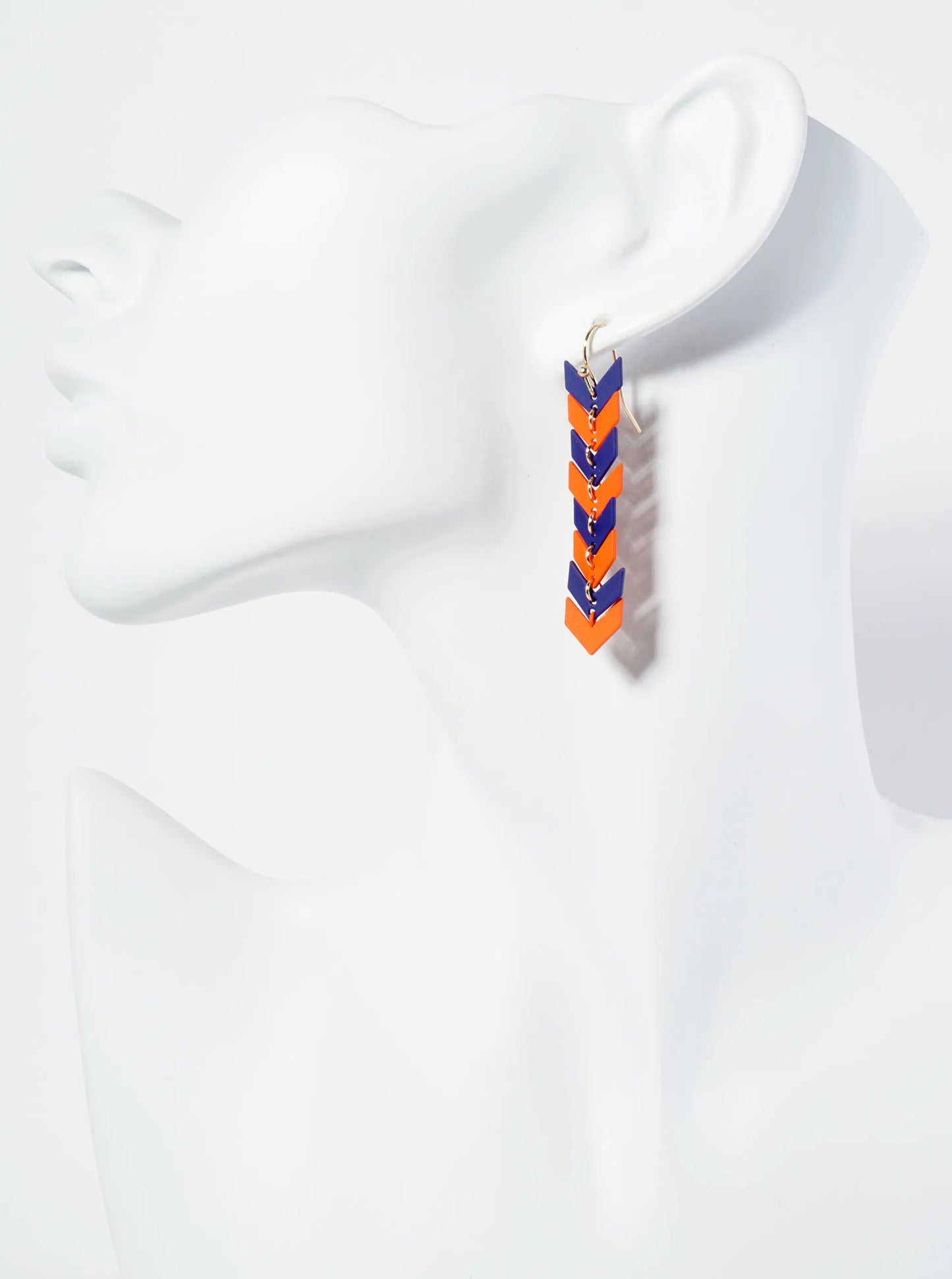 Game Day Matte-Coated Chevron Dangle Drop Earrings