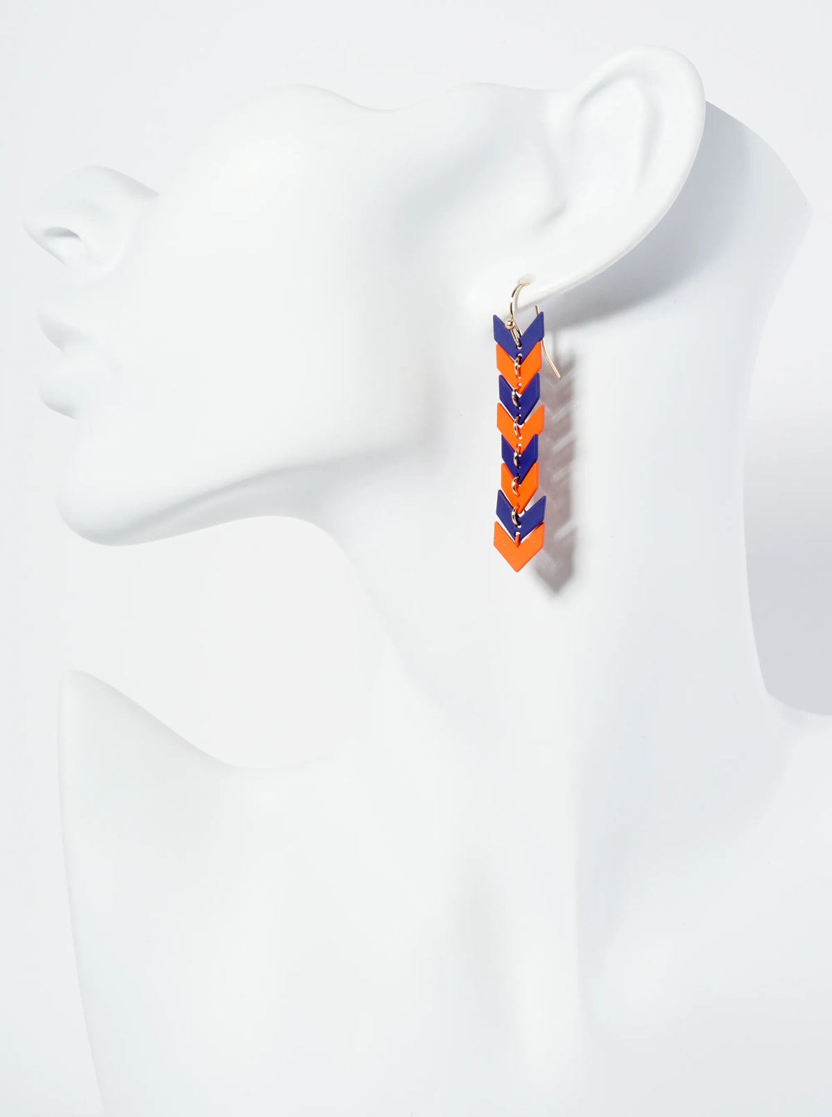 Game Day Matte-Coated Chevron Dangle Drop Earrings