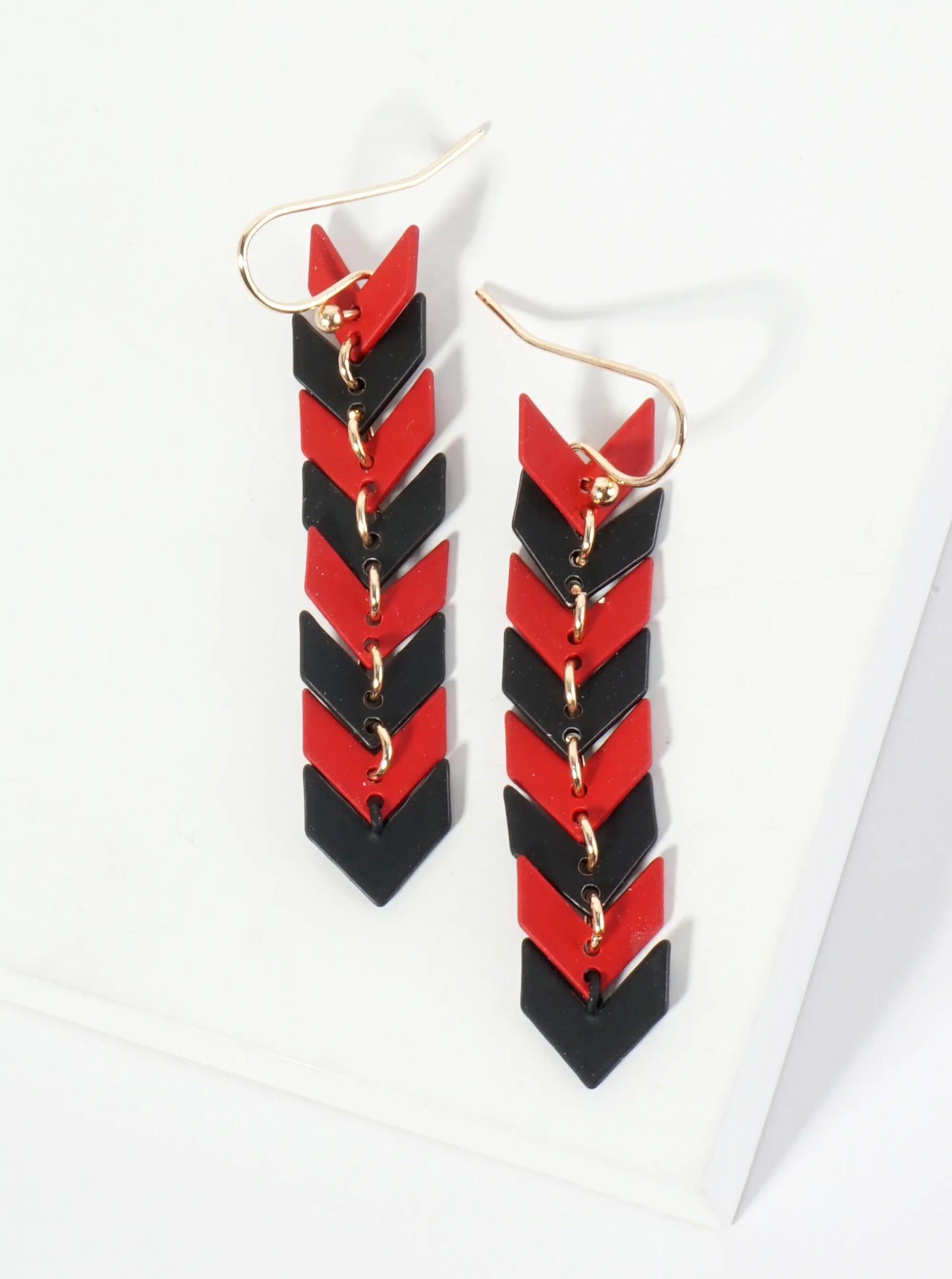 Game Day Matte-Coated Chevron Dangle Drop Earrings