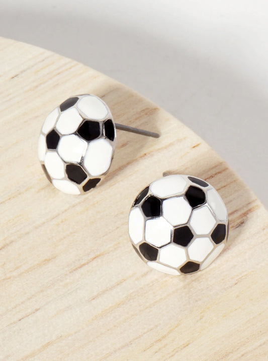 Game-Day-Theme 13mm Enamel Soccer-Ball Button Stud Earrings