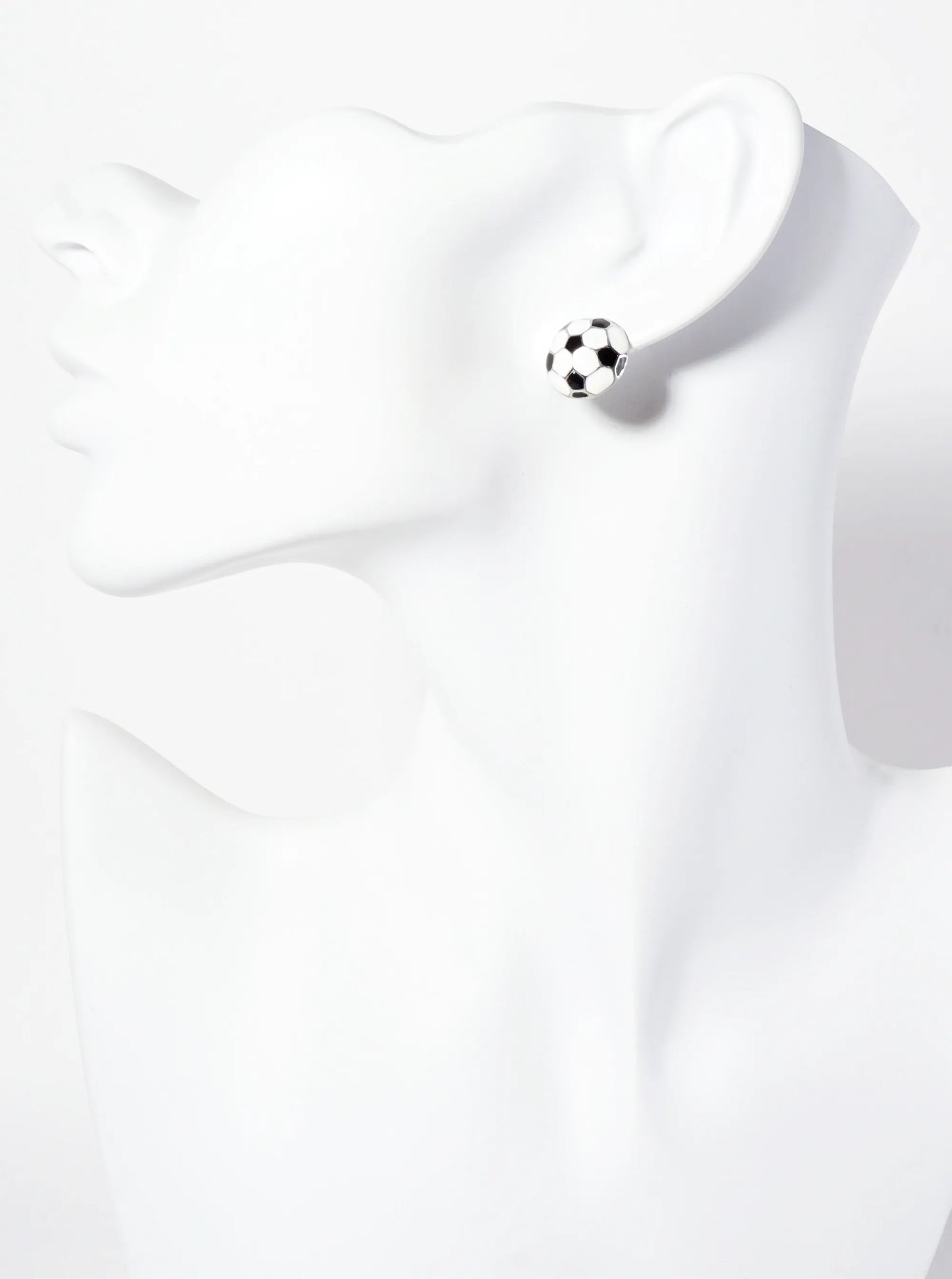 Game-Day-Theme 13mm Enamel Soccer-Ball Button Stud Earrings