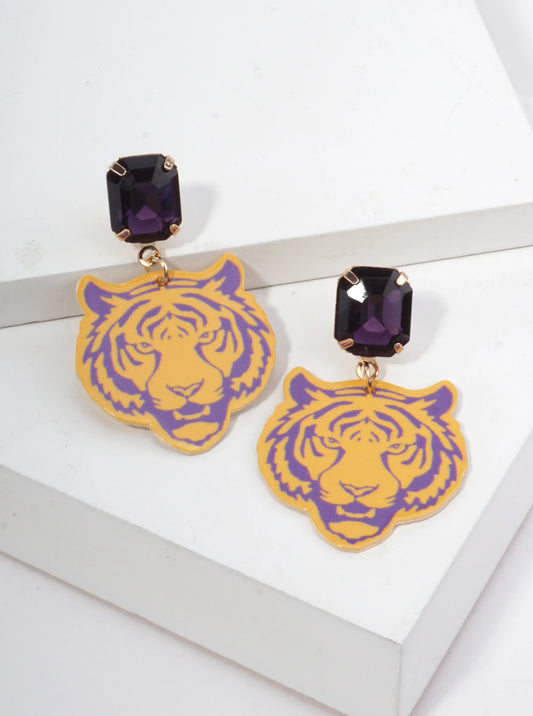 Gameday Tiger Motif Dangle Earrings