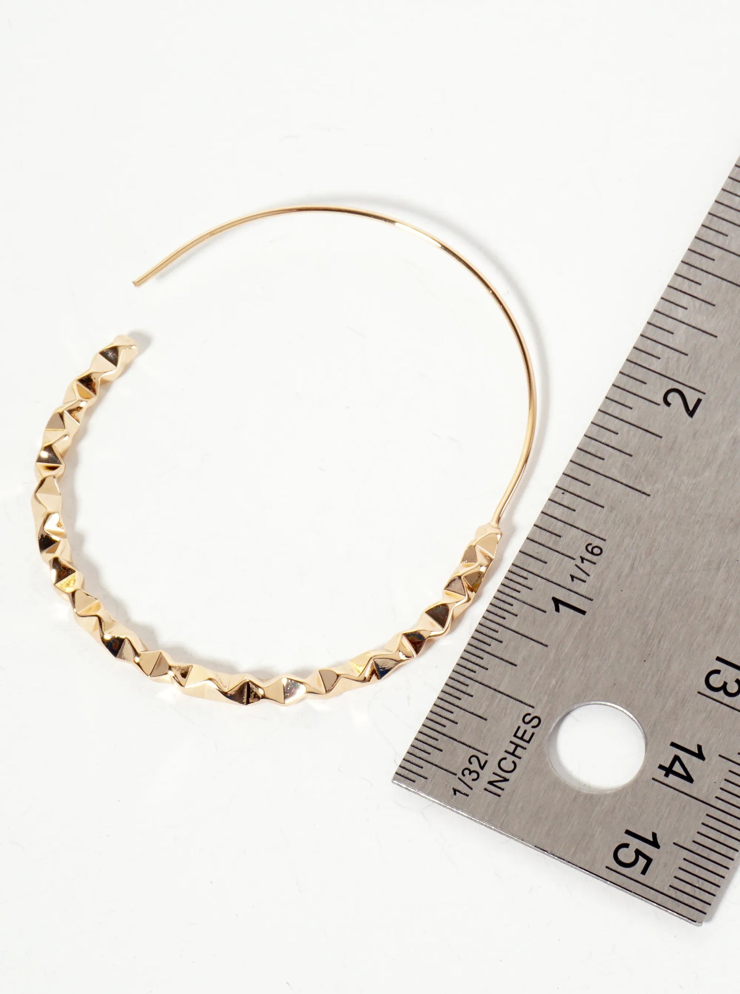 Geometric 50mm Brass Wire Hoop Earrings With Crushed-Pattern