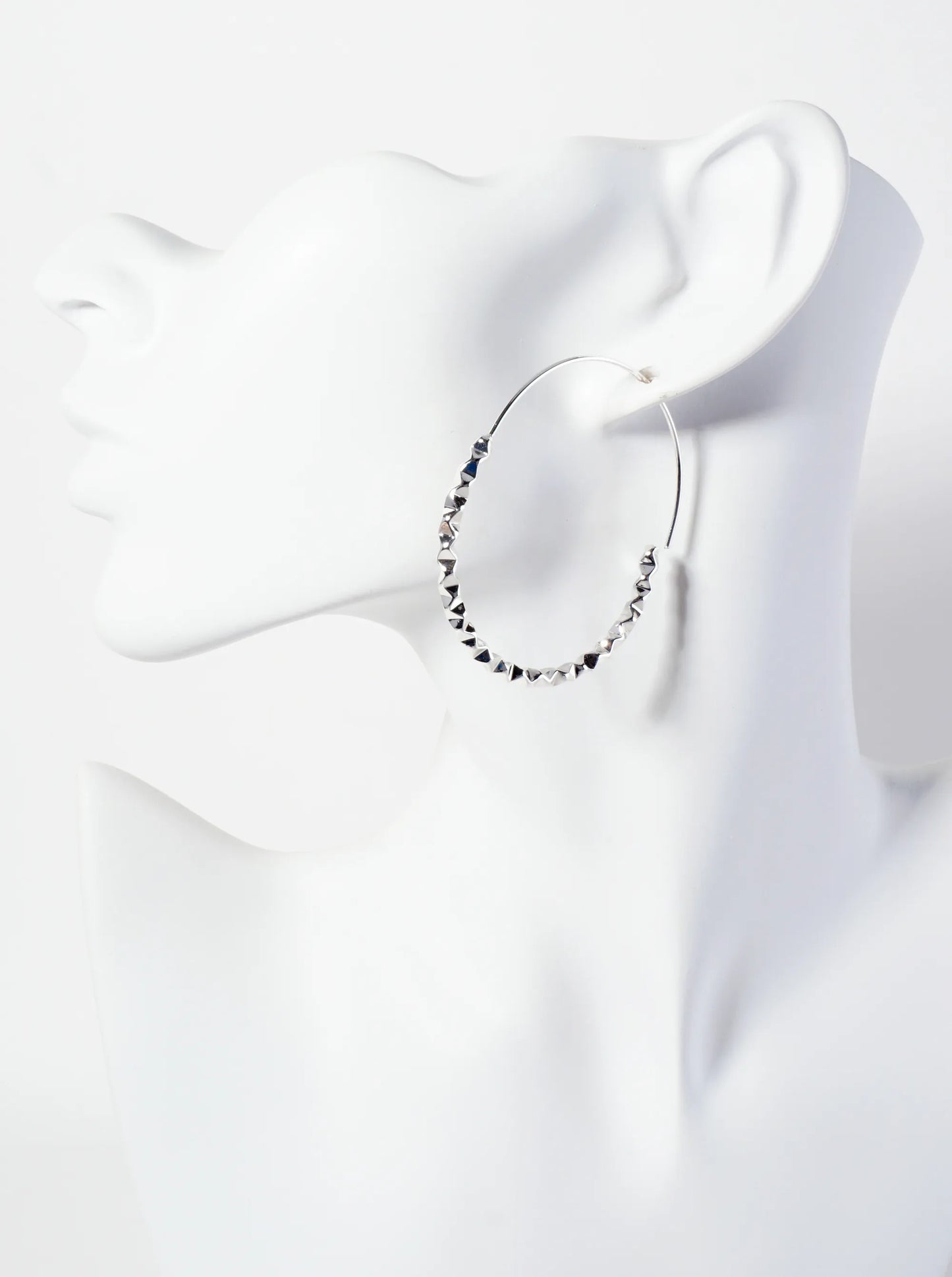 Geometric 50mm Brass Wire Hoop Earrings With Crushed-Pattern