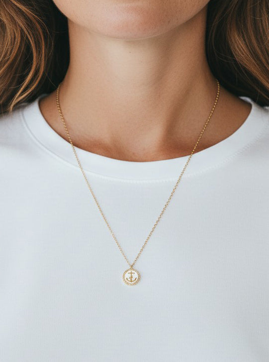 Geometric Anchor Pendant Necklace