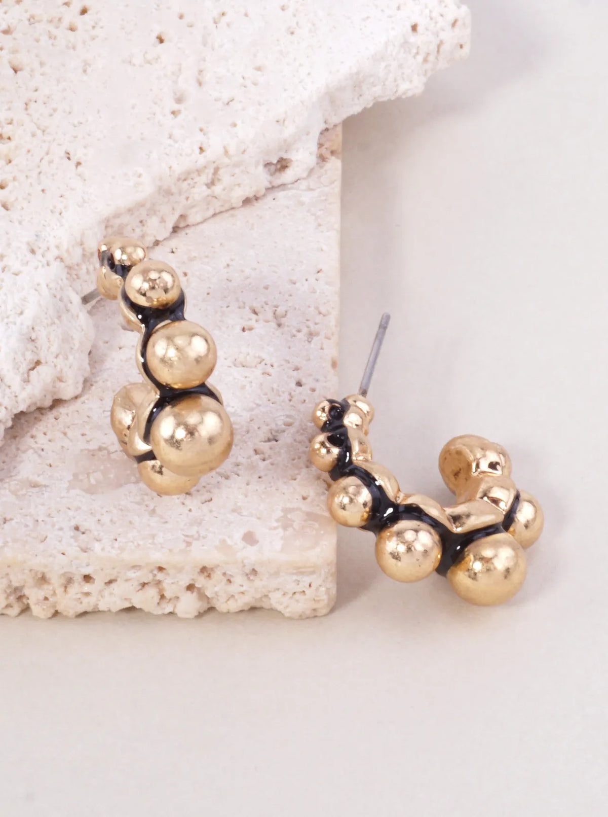 Geometric Ball-Beaded Cluster Hoop Earrings