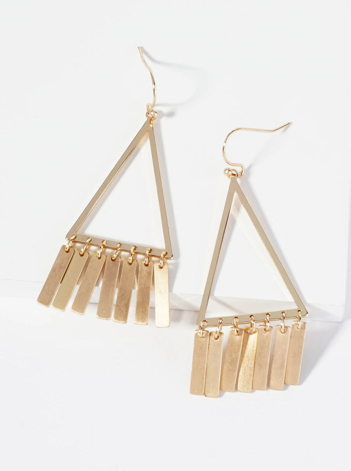 Geometric Bar Triangle Drop Earrings
