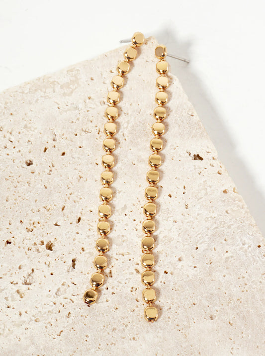 Geometric Brass Chain Drop Earrings