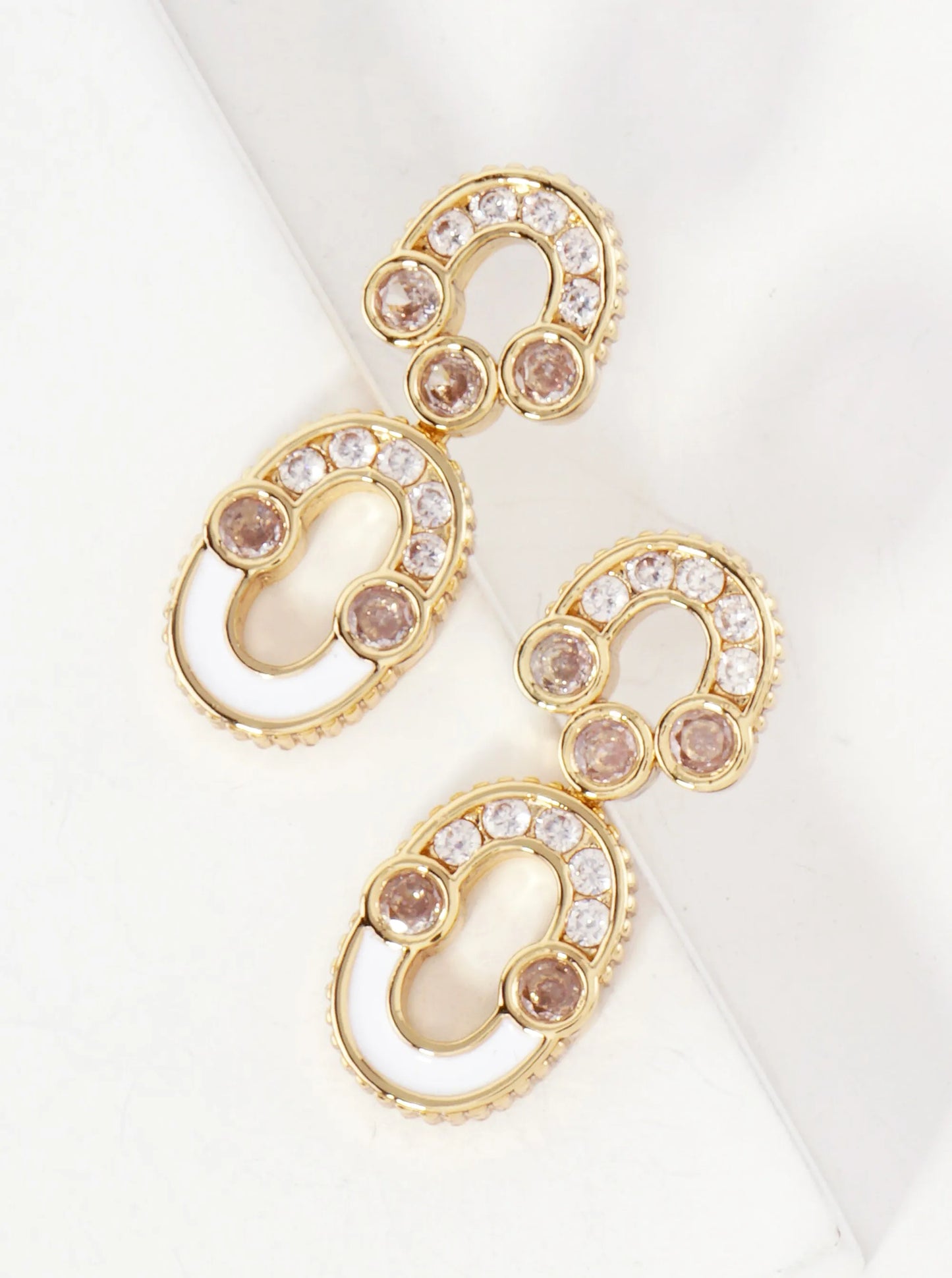 Geometric CZ-Embellished 14K-Gold-Dipped Earrings