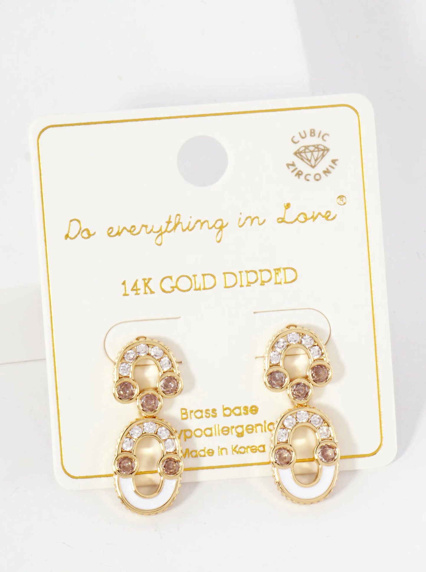 Geometric CZ-Embellished 14K-Gold-Dipped Earrings