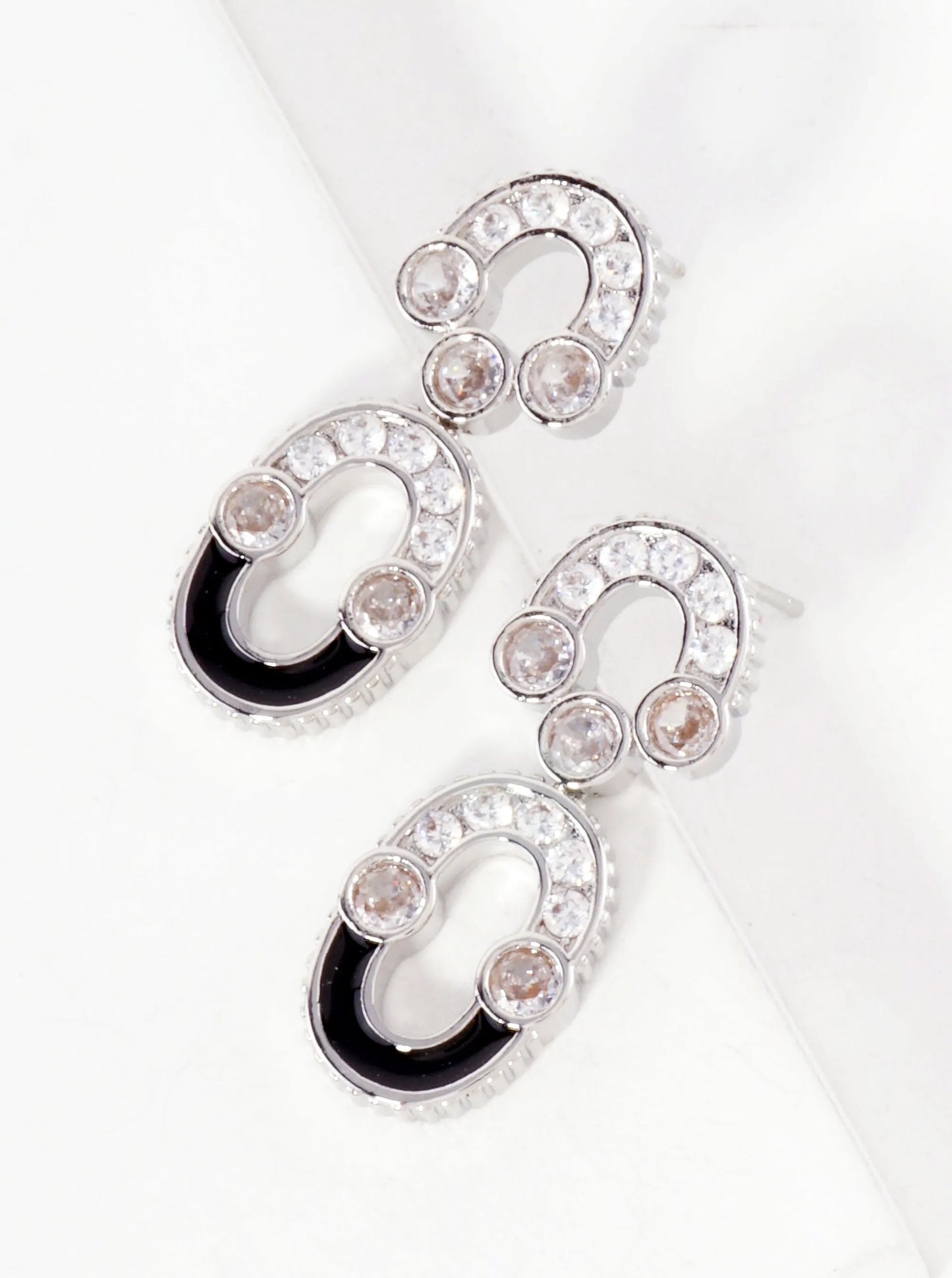 Geometric CZ-Embellished 14K-Gold-Dipped Earrings