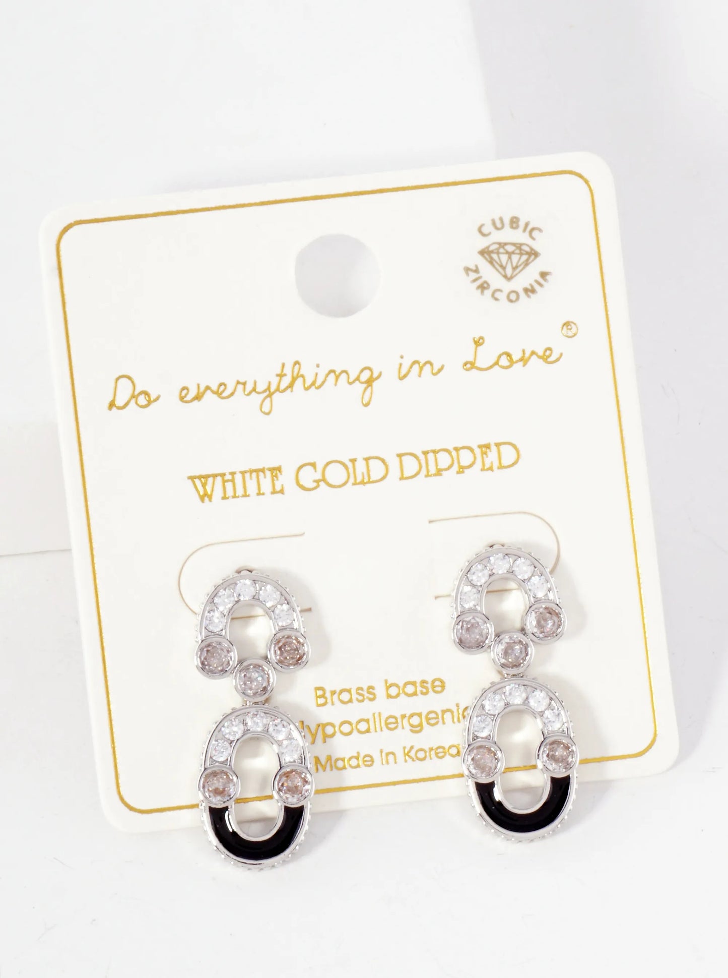 Geometric CZ-Embellished 14K-Gold-Dipped Earrings