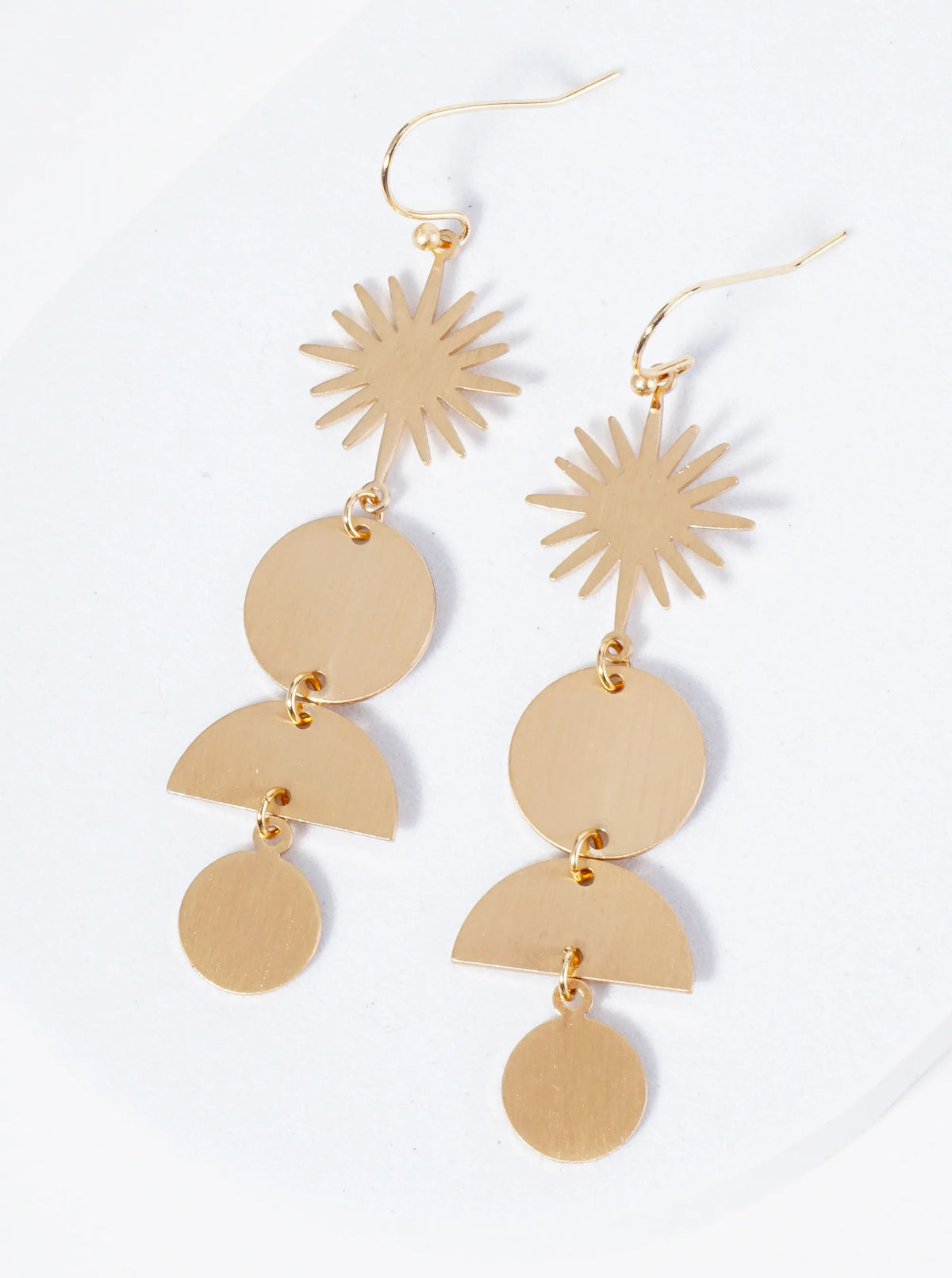 Geometric Circles Drop Sunburst Dangle Earrings