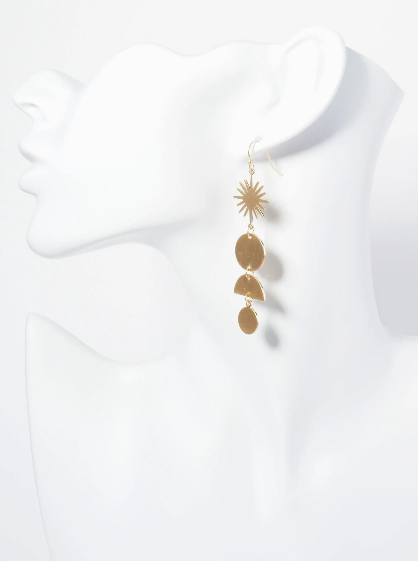 Geometric Circles Drop Sunburst Dangle Earrings