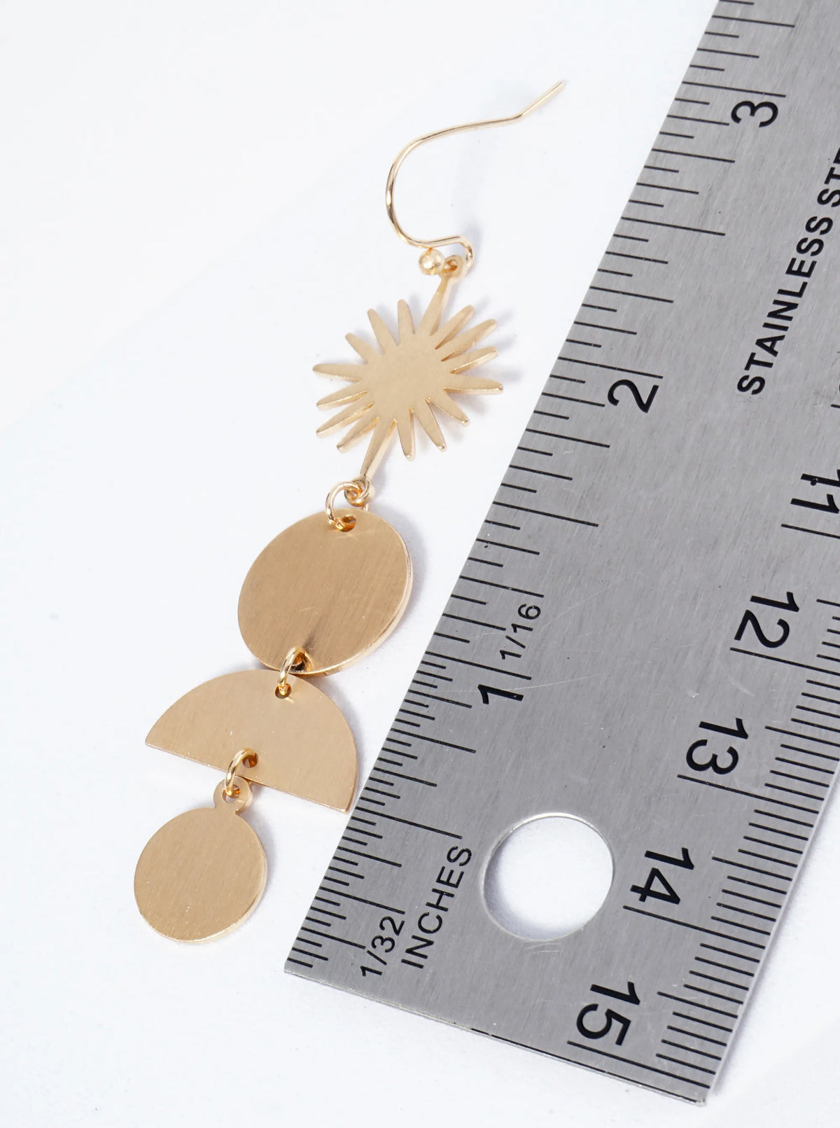 Geometric Circles Drop Sunburst Dangle Earrings