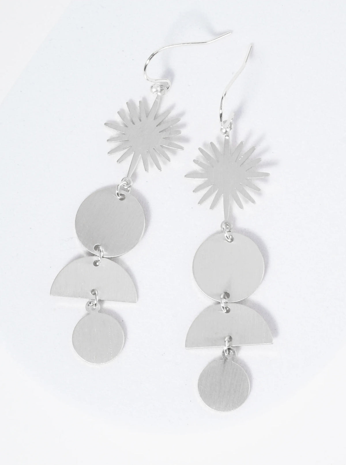 Geometric Circles Drop Sunburst Dangle Earrings