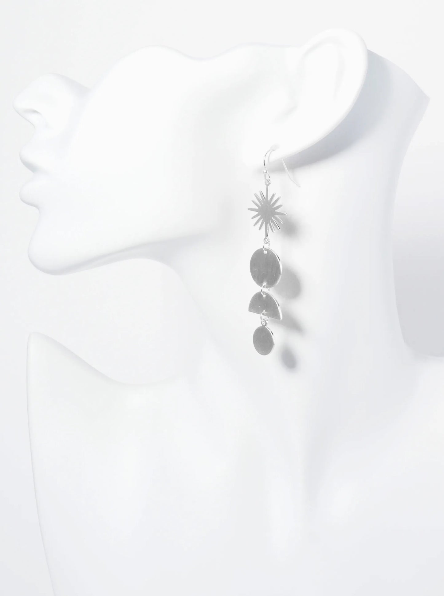 Geometric Circles Drop Sunburst Dangle Earrings