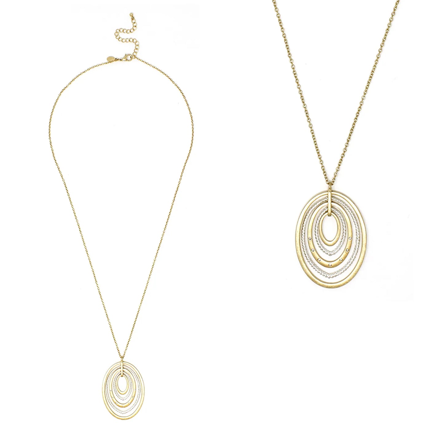 Geometric Concentric Oval Necklace