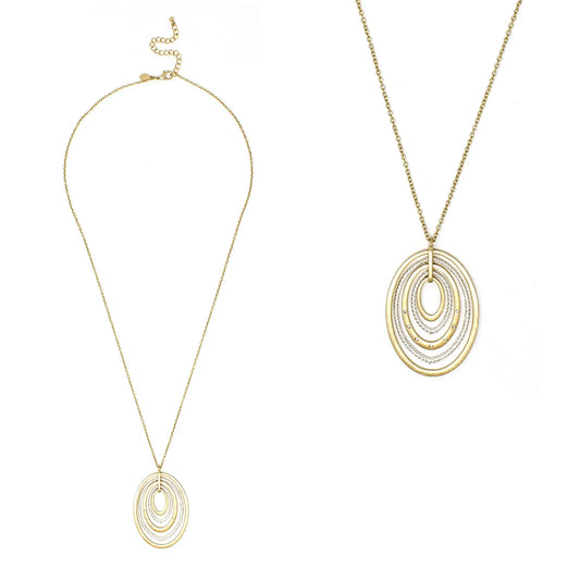 Geometric Concentric Oval Necklace