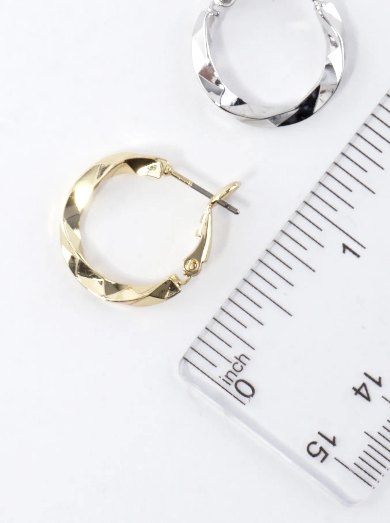 Geometric Cut Brass Hoop Earrings 0.75