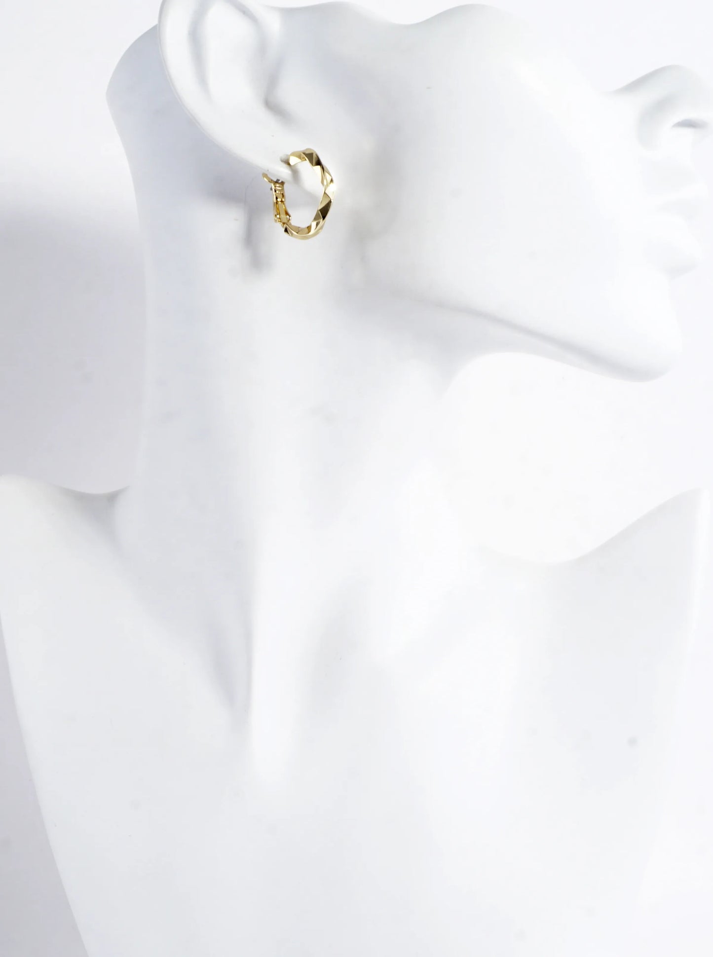 Geometric Cut Brass Hoop Earrings 0.75