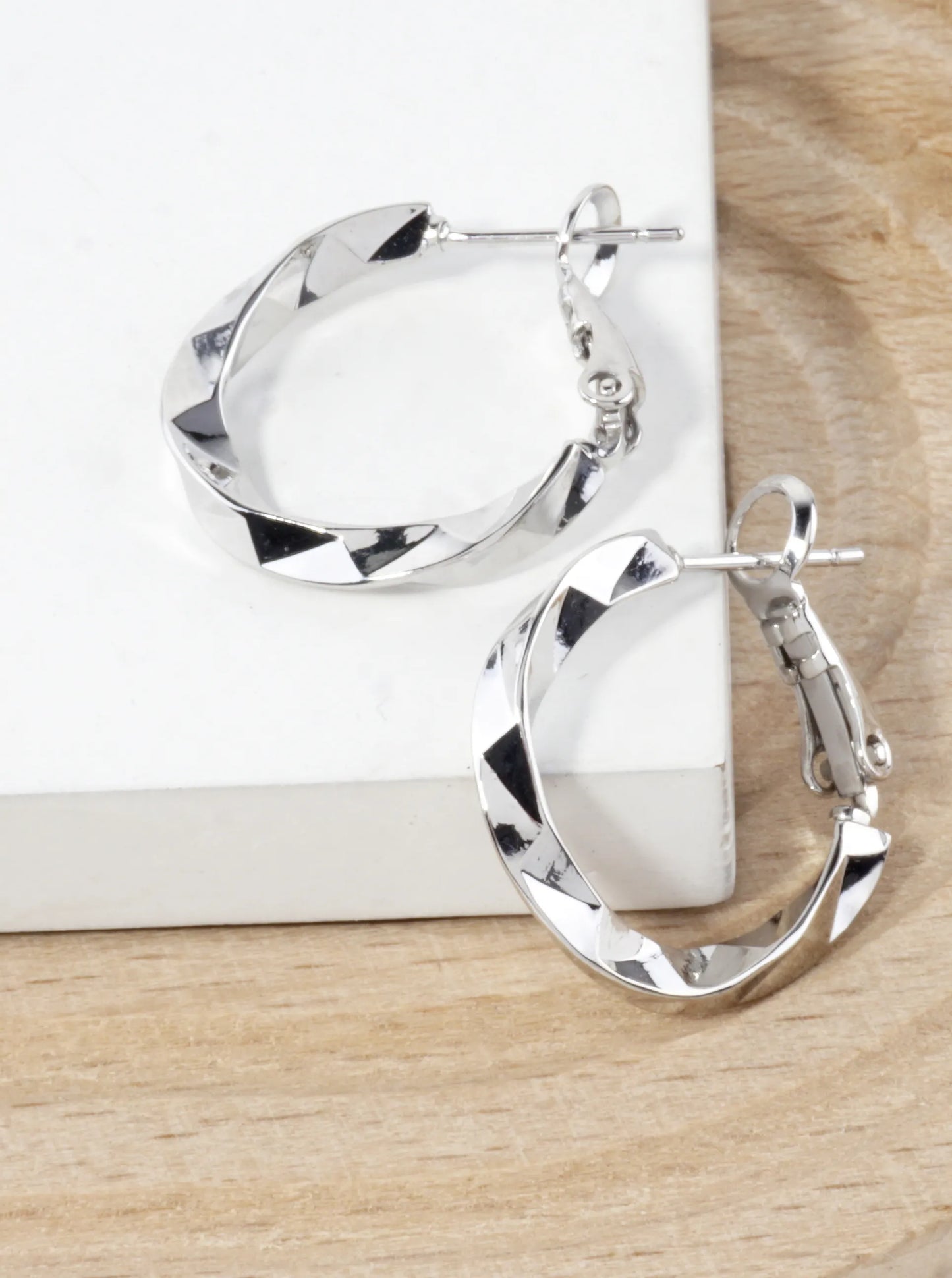 Geometric Cut Brass Hoop Earrings 0.75