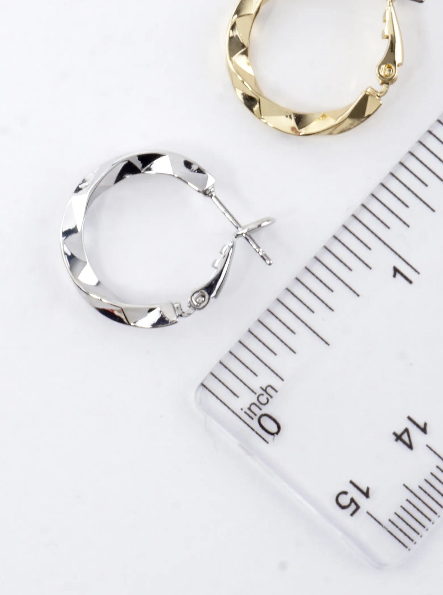 Geometric Cut Brass Hoop Earrings 0.75