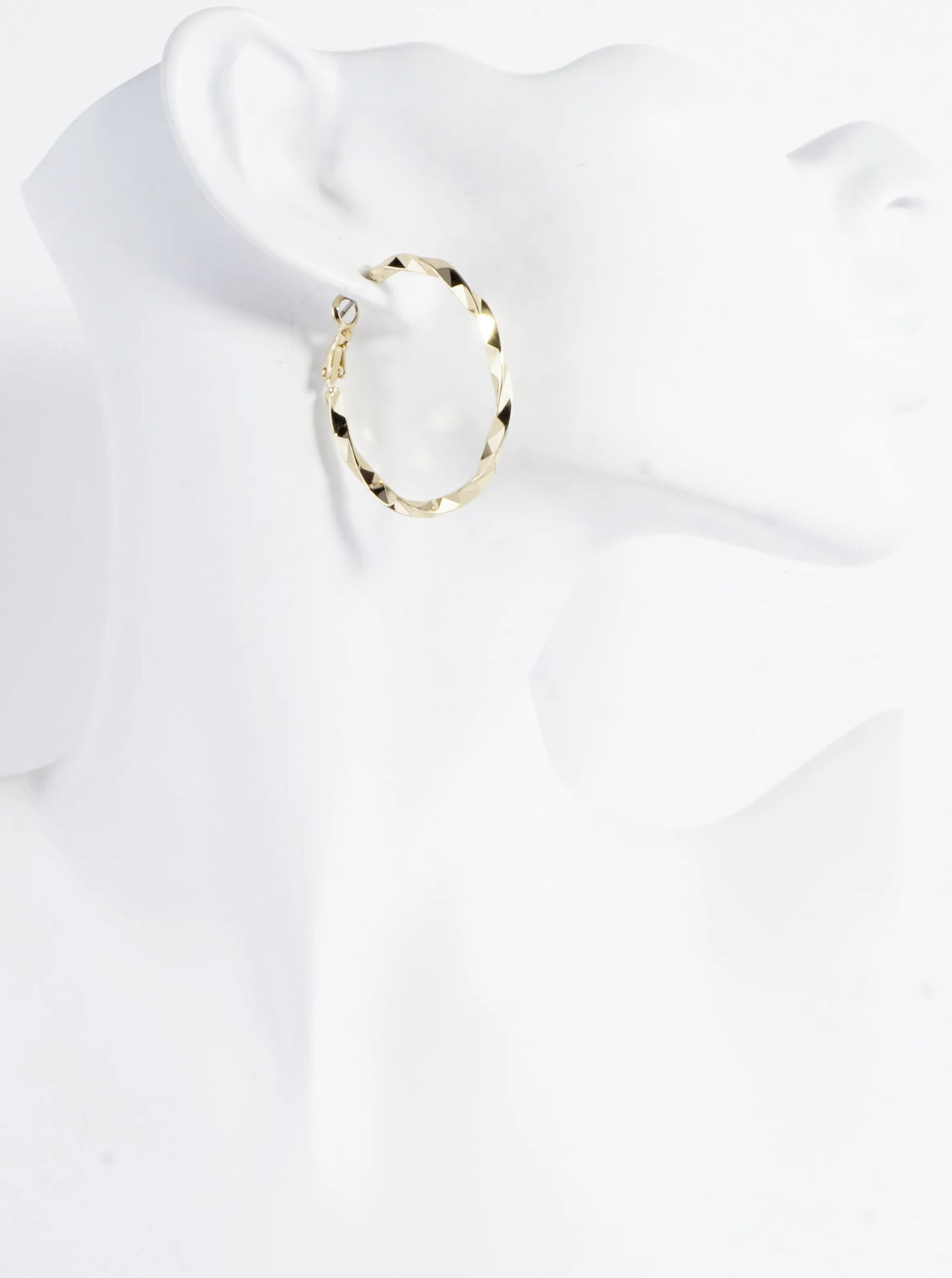 Geometric Cut Brass Hoop Earrings 1.5inch